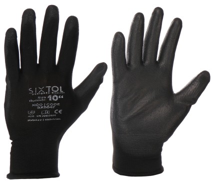 Rukavice pracovné z polyesteru polomáčané v polyuretáne GLOVE PE-PU 10, čierne, veľkosť 10