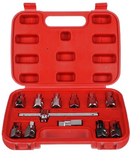 Súprava na vypúšťanie oleja MECHANIC OIL DRAIN SET 12, Hex + štvorhran, 12ks