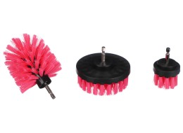 Sada kief na vŕtačku na čistenie auta CAR DETAILING DRILL BRUSH PINK 3, 3ks