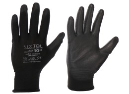 Rukavice pracovné z polyesteru polomáčané v polyuretáne GLOVE PE-PU 10, čierne, veľkosť 10